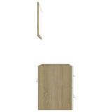 NNEVL 2 Piece Bathroom Furniture Set White and Sonoma Oak Chipboard