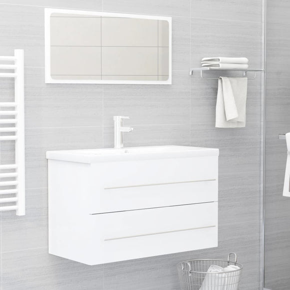 NNEVL 2 Piece Bathroom Furniture Set White Chipboard