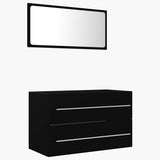 NNEVL 2 Piece Bathroom Furniture Set Black Chipboard