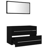 NNEVL 2 Piece Bathroom Furniture Set Black Chipboard