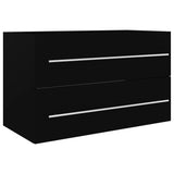 NNEVL 2 Piece Bathroom Furniture Set Black Chipboard