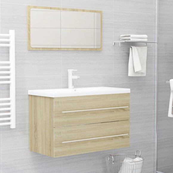 NNEVL 2 Piece Bathroom Furniture Set Sonoma Oak Chipboard
