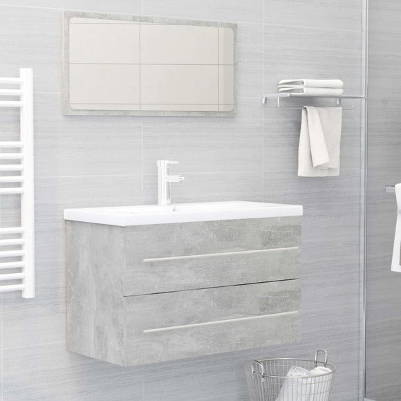 NNEVL 2 Piece Bathroom Furniture Set Concrete Grey Chipboard