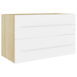 NNEVL 2 Piece Bathroom Furniture Set White and Sonoma Oak Chipboard