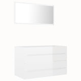 NNEVL 2 Piece Bathroom Furniture Set High Gloss White Chipboard