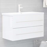 NNEVL 2 Piece Bathroom Furniture Set High Gloss White Chipboard