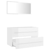 NNEVL 2 Piece Bathroom Furniture Set High Gloss White Chipboard