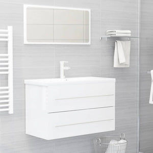 NNEVL 2 Piece Bathroom Furniture Set High Gloss White Chipboard