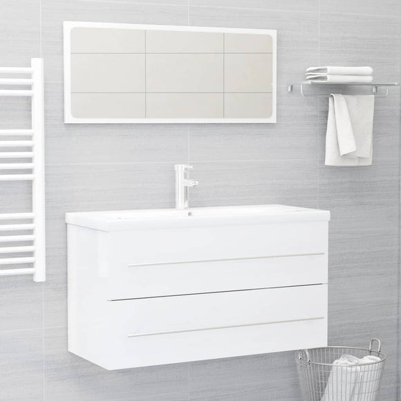 NNEVL 2 Piece Bathroom Furniture Set White Chipboard