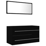 NNEVL 2 Piece Bathroom Furniture Set Black Chipboard
