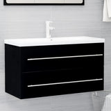 NNEVL 2 Piece Bathroom Furniture Set Black Chipboard