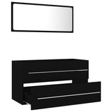 NNEVL 2 Piece Bathroom Furniture Set Black Chipboard
