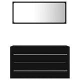 NNEVL 2 Piece Bathroom Furniture Set Black Chipboard