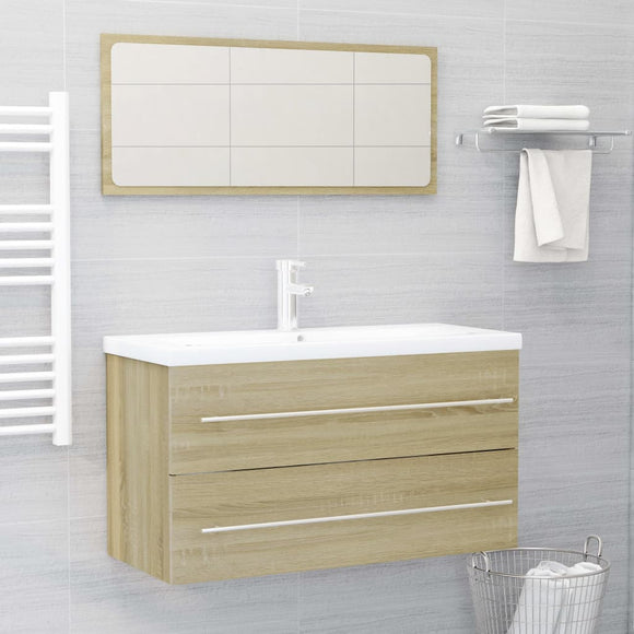 NNEVL 2 Piece Bathroom Furniture Set Sonoma Oak Chipboard
