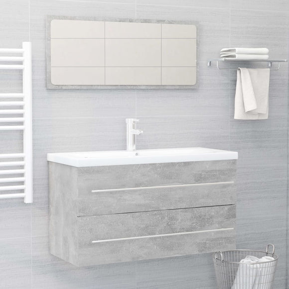 NNEVL 2 Piece Bathroom Furniture Set Concrete Grey Chipboard