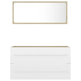 NNEVL 2 Piece Bathroom Furniture Set White and Sonoma Oak Chipboard