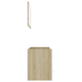NNEVL 2 Piece Bathroom Furniture Set White and Sonoma Oak Chipboard