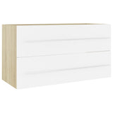 NNEVL 2 Piece Bathroom Furniture Set White and Sonoma Oak Chipboard