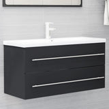 NNEVL 2 Piece Bathroom Furniture Set Grey Chipboard