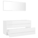 NNEVL 2 Piece Bathroom Furniture Set High Gloss White Chipboard