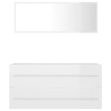 NNEVL 2 Piece Bathroom Furniture Set High Gloss White Chipboard