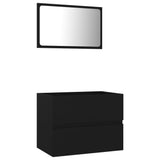 NNEVL 2 Piece Bathroom Furniture Set Black Chipboard