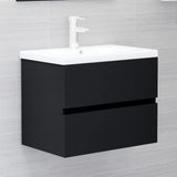 NNEVL 2 Piece Bathroom Furniture Set Black Chipboard