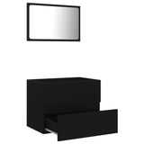 NNEVL 2 Piece Bathroom Furniture Set Black Chipboard