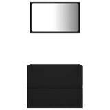 NNEVL 2 Piece Bathroom Furniture Set Black Chipboard