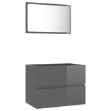 NNEVL 2 Piece Bathroom Furniture Set Grey Chipboard