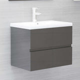 NNEVL 2 Piece Bathroom Furniture Set Grey Chipboard