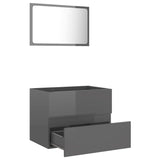 NNEVL 2 Piece Bathroom Furniture Set Grey Chipboard