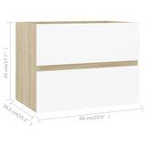 NNEVL 2 Piece Bathroom Furniture Set White and Sonoma Oak Chipboard