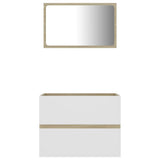 NNEVL 2 Piece Bathroom Furniture Set White and Sonoma Oak Chipboard