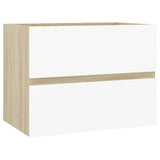 NNEVL 2 Piece Bathroom Furniture Set White and Sonoma Oak Chipboard