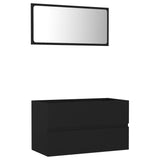 NNEVL 2 Piece Bathroom Furniture Set Black Chipboard