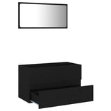NNEVL 2 Piece Bathroom Furniture Set Black Chipboard