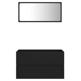 NNEVL 2 Piece Bathroom Furniture Set Black Chipboard