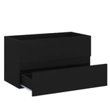 NNEVL 2 Piece Bathroom Furniture Set Black Chipboard