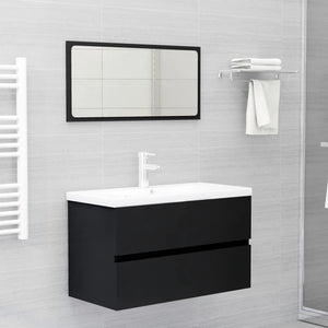 NNEVL 2 Piece Bathroom Furniture Set Black Chipboard