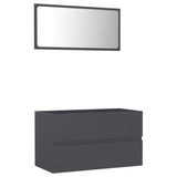 NNEVL 2 Piece Bathroom Furniture Set Grey Chipboard