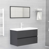 NNEVL 2 Piece Bathroom Furniture Set Grey Chipboard