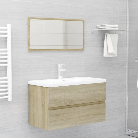 NNEVL 2 Piece Bathroom Furniture Set Sonoma Oak Chipboard