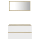 NNEVL 2 Piece Bathroom Furniture Set White and Sonoma Oak Chipboard