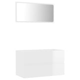 NNEVL 2 Piece Bathroom Furniture Set High Gloss White Chipboard