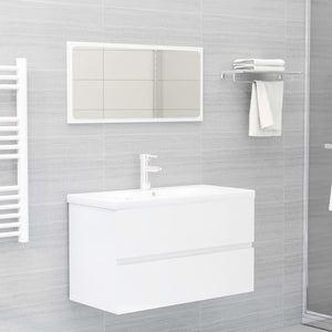 NNEVL 2 Piece Bathroom Furniture Set High Gloss White Chipboard