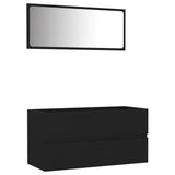 NNEVL 2 Piece Bathroom Furniture Set Black Engineered Wood