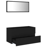 NNEVL 2 Piece Bathroom Furniture Set Black Engineered Wood