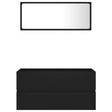 NNEVL 2 Piece Bathroom Furniture Set Black Engineered Wood