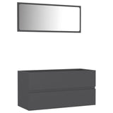 NNEVL 2 Piece Bathroom Furniture Set Grey Engineered Wood